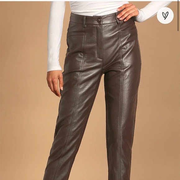 Lulus Do That Thing Chocolate Brown Vegan Leather Straight Leg Pants XS SOLD OUT - Picture 4 of 9
